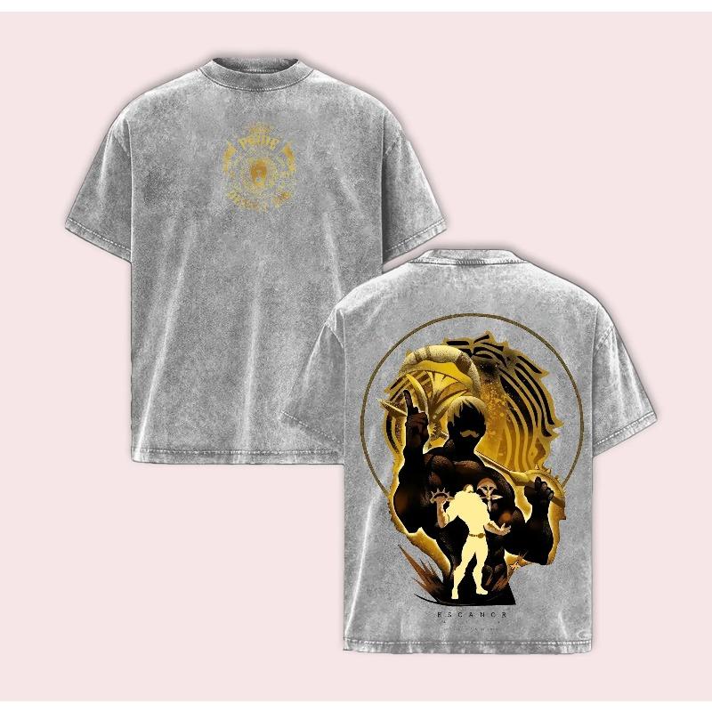 The Seven Deadly Sins Anime T-shirt Escanor Vintage Y2k Washed Oversized T Shirt Summer Casual Short Sleeve Cotton Tees Tops