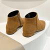Low heel side zipper short tube versatile and bare boots matte short boots women's pointed thick heel fleece comfortable 2025 autumn new models