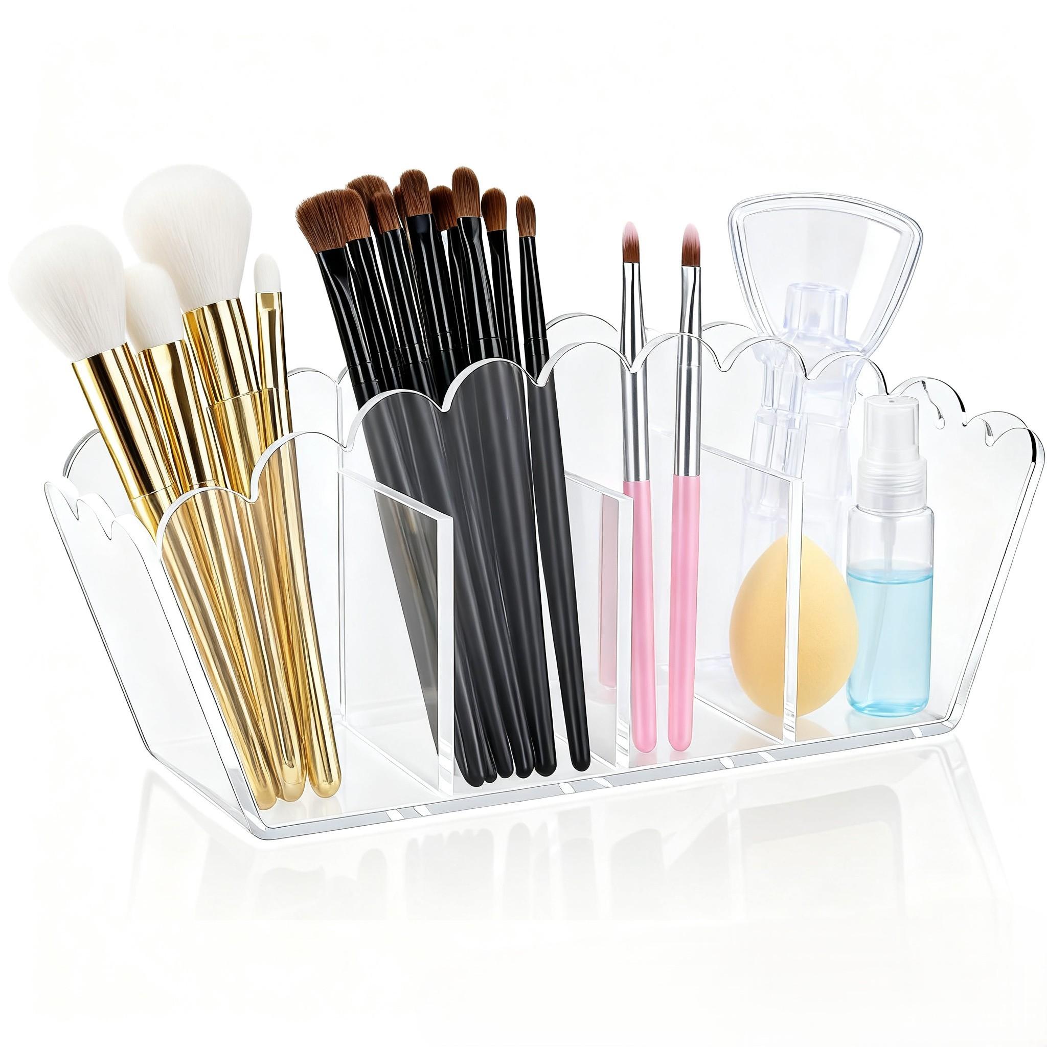 

Compact Transparent Acrylic Desk Organizer with Four Compartments for Office Supplies Makeup Accessories and Stationery China Mainland