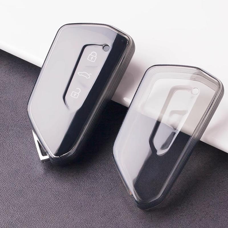 Gjennomsiktig Svart Myk TPU For Volkswagen Golf 8 Mk8 Id 4 Id.3 Skoda A8 Octavia Formentor Tarraco Bilnøkkelveske Deksel Holder Nøkkelring