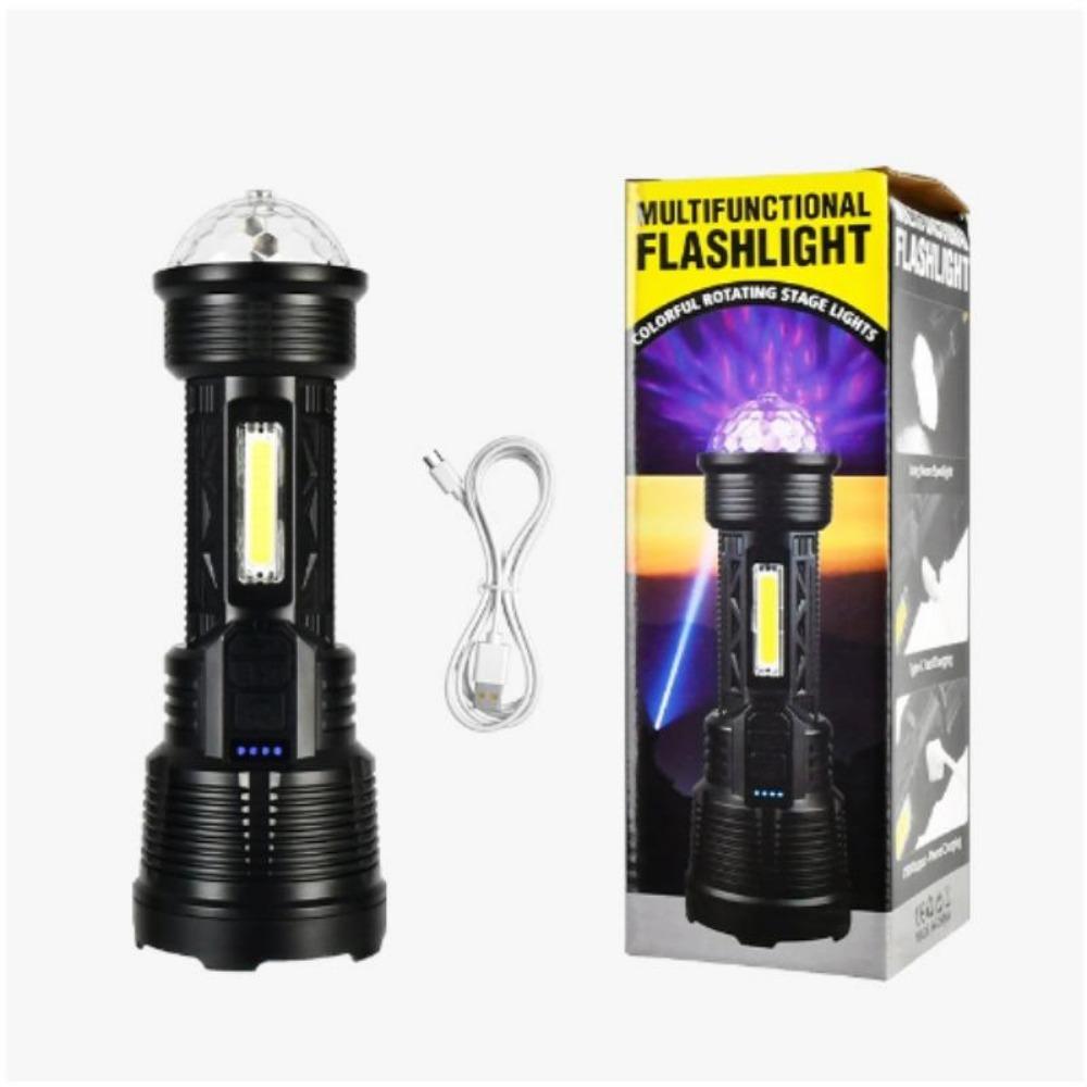 

1500 мАч мощный 7 светодиодный фонарик USB перезаряжаемый хвост красочный сценический светильник с боковым фонарем COB водонепроницаемый фонарь для кемпинга и рыбалки 1pcs