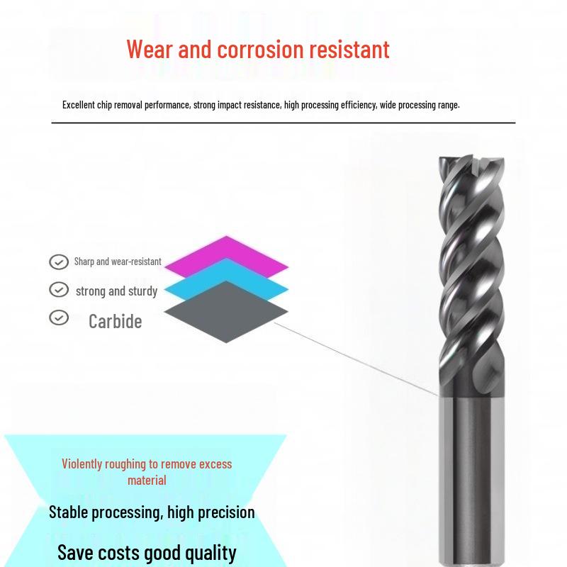 70-Degree 4-Flute Tungsten Carbide Milling Cutter for CNC Roughing of Titanium Alloy & Stainless Steel