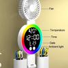 3 In1 Multifunction Table Lamp LED Four-headed Folding with Fan Calendar Clock USB Rechargeable Desk Light 3200mah Reading Lamp