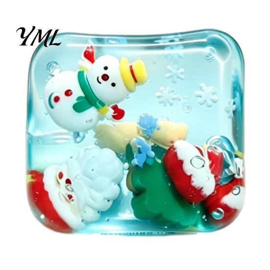 Fun Holiday Souvenirs for Teens Christmas Stress Relief Toy with Internal Dolls, Transparent Soft Maltose Relieving Squishy Toys Cube Sensory