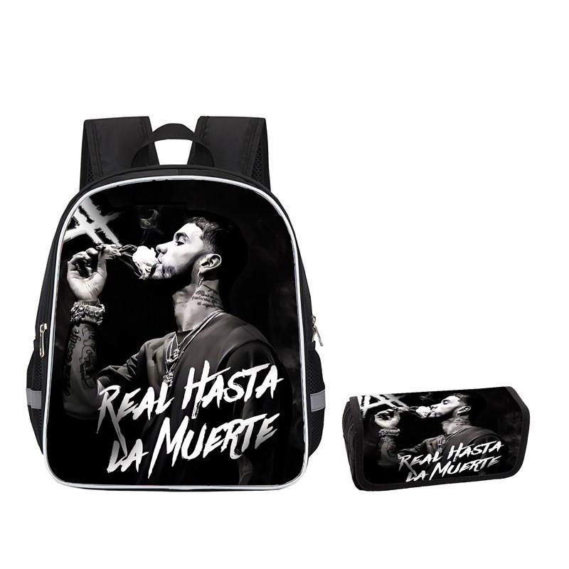 Mochila Anuel Aa para Hombre y Mujer Bolsa Escolar Casual Gran Capacidad Caja de Almacenamiento para Material Escolar Tipo Solapa