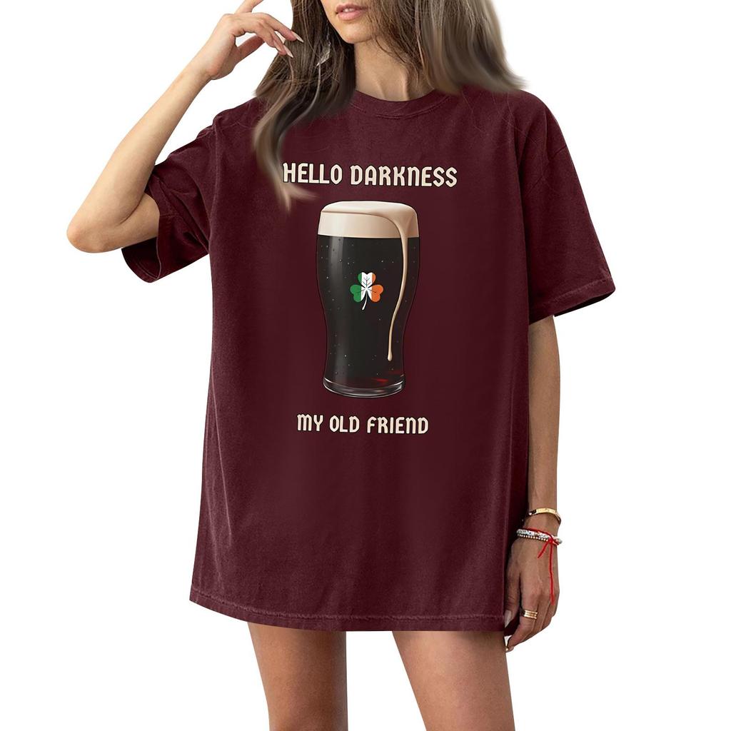 Women's Casual Fashion Round Neck St. Patrick Print Short Sleeve T-Shirt Top
