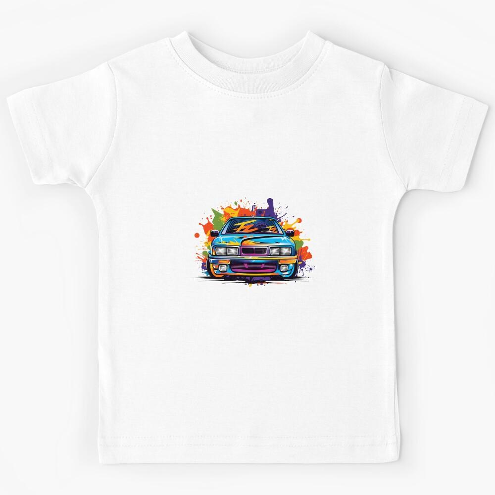 Sport Car Artworks in Vibrant Splash Style Kids T-Shirt 110