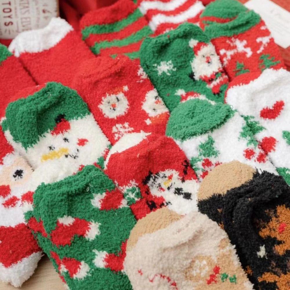 Warm Christmas Velvet Socks Winter Carpet Socks Xmas Gifts Fluffy Floor Socks  Women