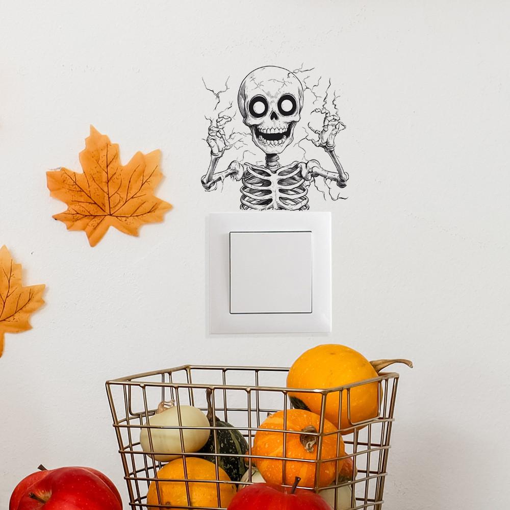 Halloween Wall Skeleton Decal With Selfadhesive Pvc Material For Home Decoration