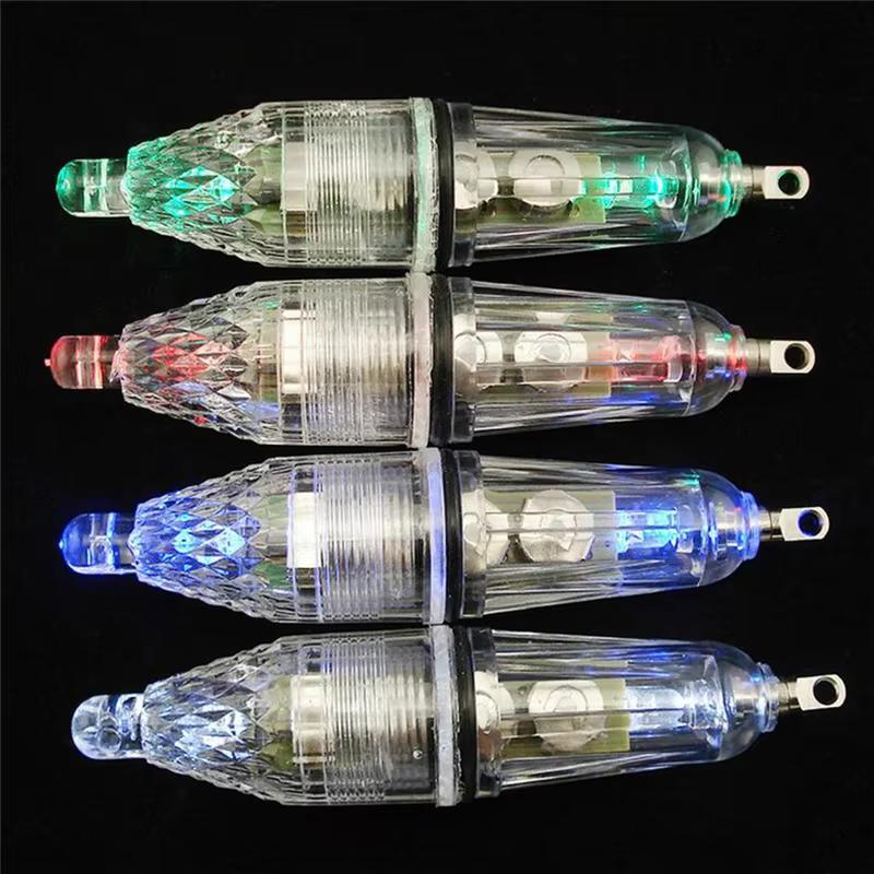 10Pcs/lot 12cm Deep Drop Underwater Fish Attracting Lure LED Fishing Red Blue Green White Flash Light Bait Multicolor