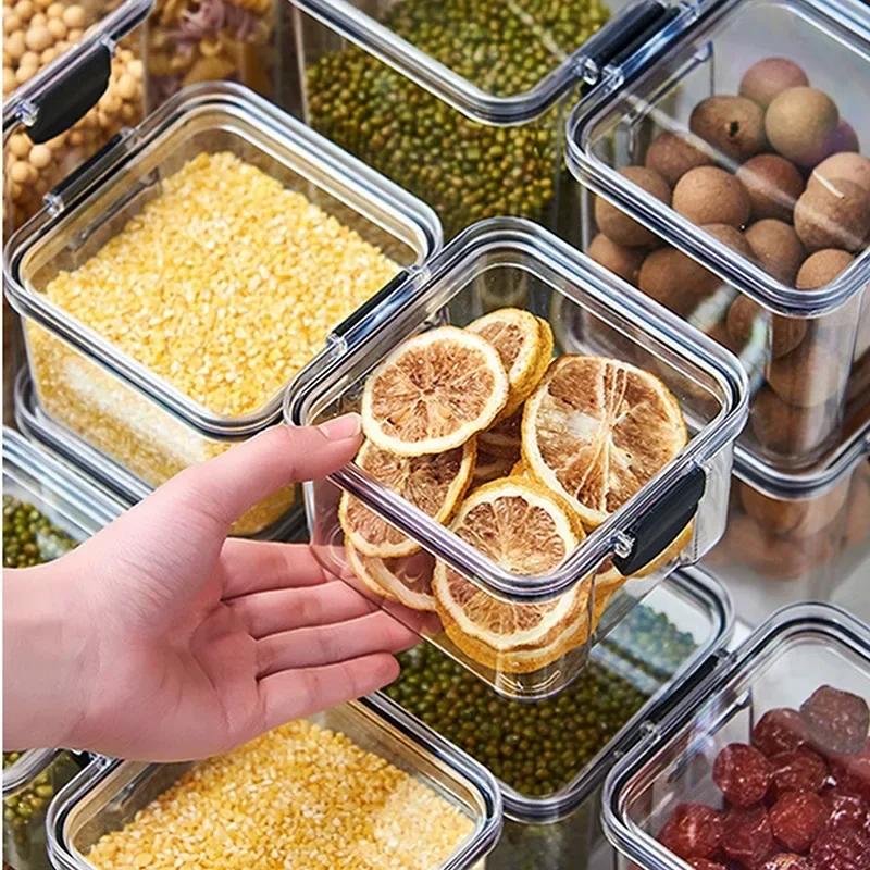 460-1800ml Versiegelte Gläser Küchen Getreide Aufbewahrungsorganisator Großer Behälter Kunststoff Feuchtigkeitsdichte Aufbewahrungsbox Haushalts Gewürzgläser