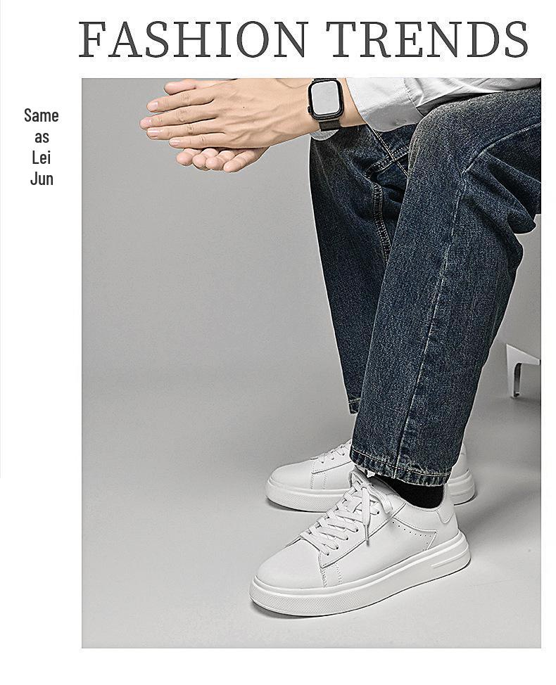 Men's Trendy Non-slip Thick-soled White Sneakers - Breathable, Versatile, Large Size Casual Sports Shoes