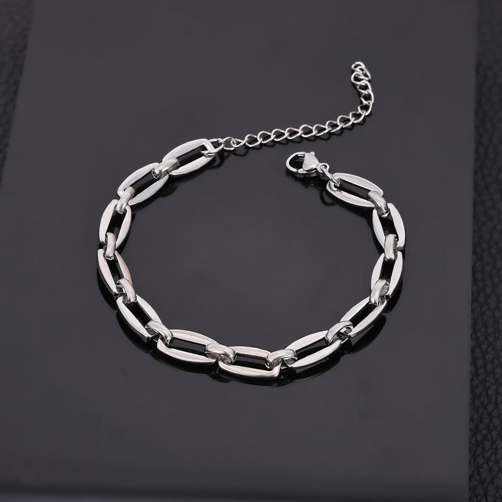 Retro European & American Hip-Hop Stainless Steel Figaro Blade Chain Bracelet