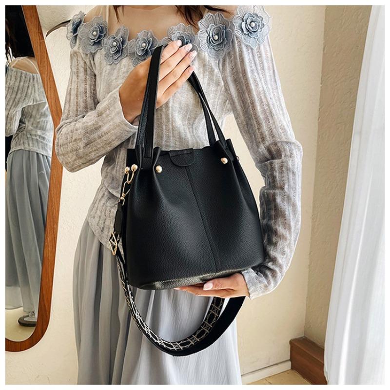 Bolso cruzado de hombro tipo cubo con correa ancha estilo coreano para mujer