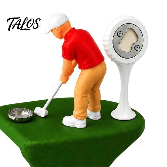 Origineller Bieröffner Golfflasche mit eingebautem Metallklinge und drehbarer Klemme, Mini-Golfer Schreibtisch Putter Design Magnetischer Kapselheber Fänger, Lustig