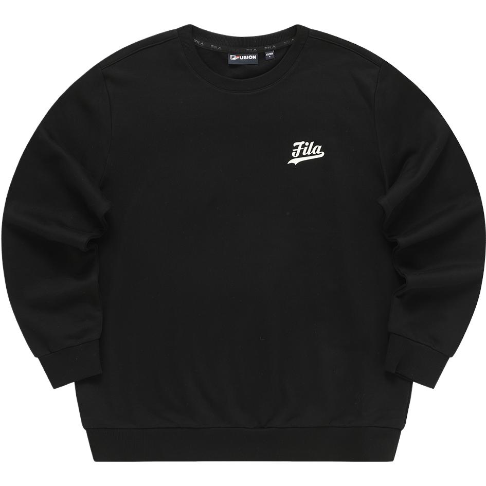 Fila Fusion College Style Fashion Simple Letter Round Neck Knitted Color Block Sweatshirt Men sweatshirt Black T11M342205F-BK