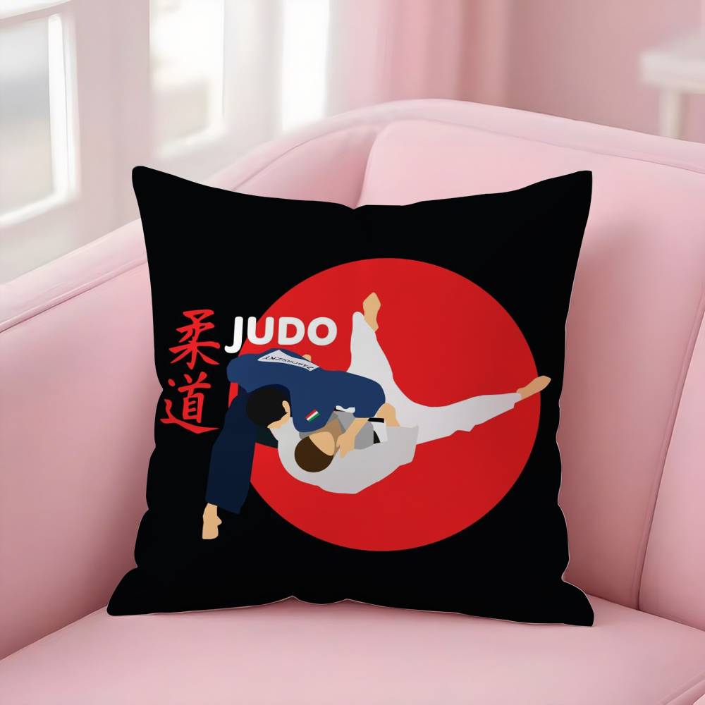 Sports Judo Martial Arts Pillow Case Sofa Short Plush Double-Sided Hd Printing Room Home Office Gift Cushion Cover