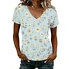 Women’s Casual V Neck Short Sleeve T Shirt Floral Print Loose Fit Lightweight Top for Daily Wear Vacation Office