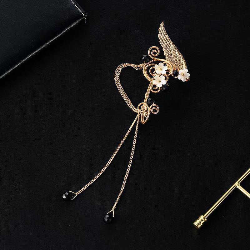 Left Ear Right Ear Sweet Alloy Elf Ear Clip Elf Ear Crystal Long Tassel Earrings Charm No Piercing Wings Ear Cuff Girls