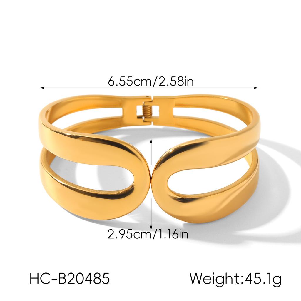 Color-block open bangle, non-fading jewelry, light luxury high-end gold titanium steel bracelet