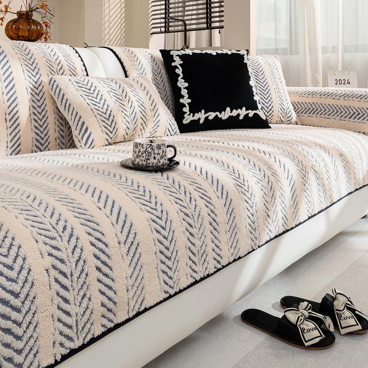 

Хлопковый бархатный чехол для дивана Гостиная Утолщенная плюшевая подушка для дивана Зимний Нескользящий Теплый Мягкий Чехол для защиты дивана Зимний 30x50cm pillowcase серый