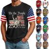 Herren T-Shirt mit kurzen Ärmeln und Rundhalsausschnitt mit aufgedruckter Freiheitsstatue und Flaggen-Grafik 250 Jahre 1776 2026 Design Top