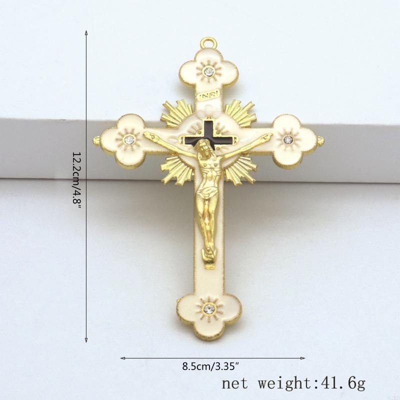 62KD Metal Enamel Crystal Flower Crucifix for Cross Spiritual Religious Jesus Catholic Blessing Hand Holding Faith Gifts Prayer