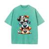 SX-25 MINISO 2026 Summer Vintage Wash  Printed Pure Cotton Shoulder Style Men's and Women's Round Neck Short Sleeved Couple T-shirt