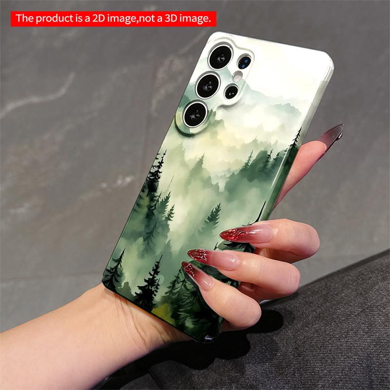 2DFlat Samsung Phone Case Misty Mountain Pine Forest Wallpaper Applicable To Galaxy S22 S23 S24 S25ULTRA S26 A12 A13 A14 A15 A16  A34 A35 A54 A55