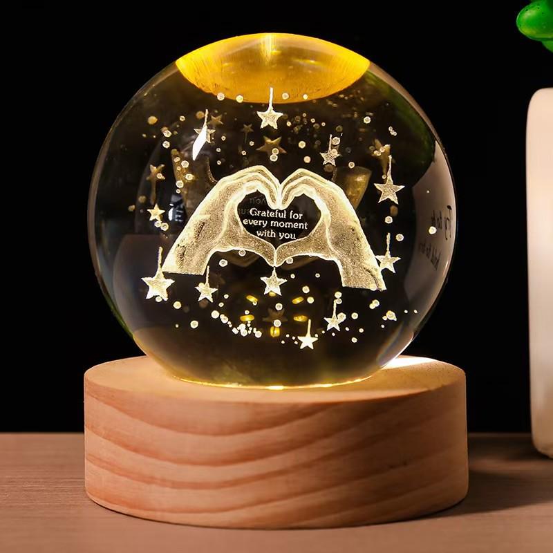 

3D Galaxy Astronaut Night Light Crystal Ball Ornament Multi-color Base