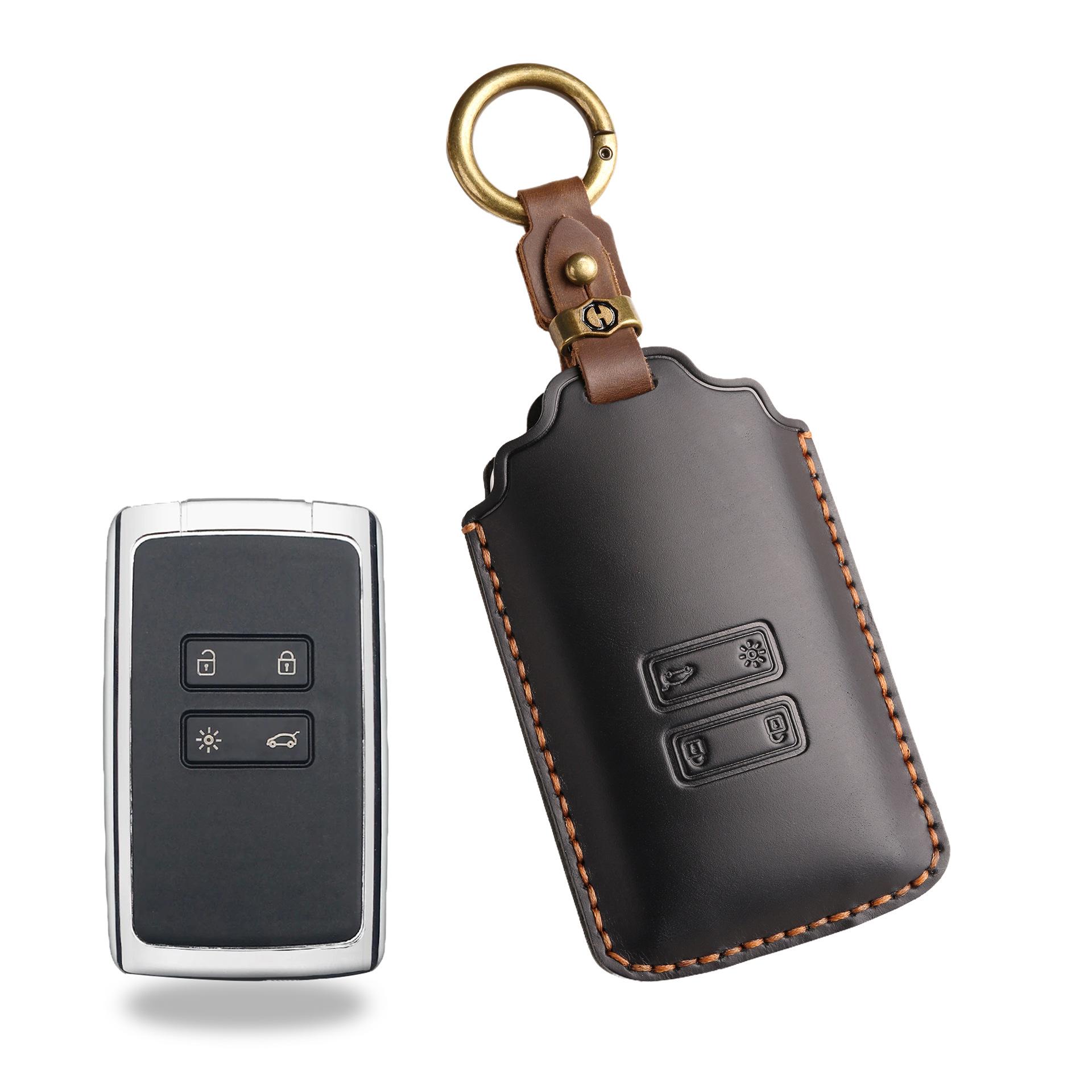 

Ретро чехол для ключа подходит для Dongfeng Renault Corregia Corregio новый автомобиль кожаный защитный чехол с пряжкой чёрный