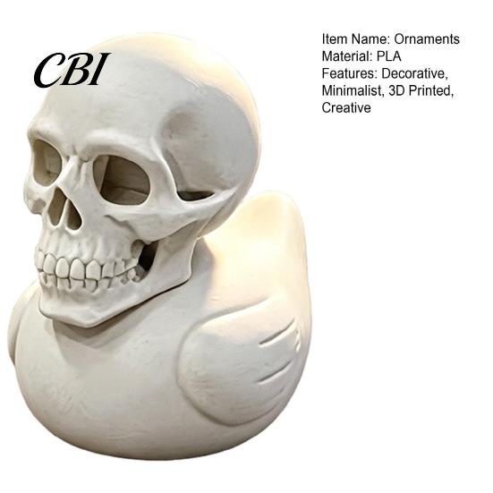Study Room Desk Accessory 3D Printed Skull Duck Ornament, Gothic Figurine, Creative Office Counter Decorative Piece Halloween Decor for Home