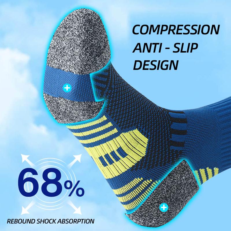 6/5/3 Pairs Men's Athletic Socks Sports Breathable Outdoor Running Compression Socks Cotton Training Long Black Stretch Socks