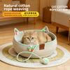 Rattan Katzenbett, Integrierter Selbstspielball Kratzbaum, Vierjahreszeiten Waschbar Abriebfest Baumwollseil Handgewebtes Haustierbett
