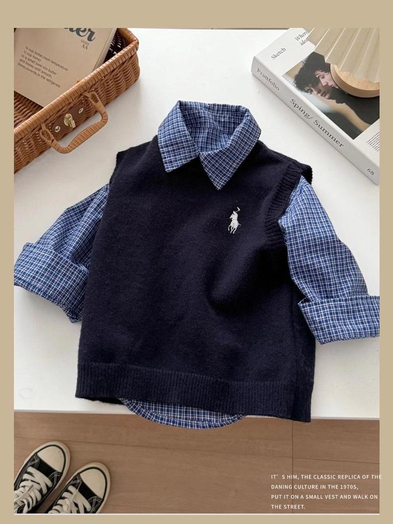 Children's Korean Style Plaid Cotton Shirt for Spring & Autumn 2025 - Casual Baby & Boys' Wear