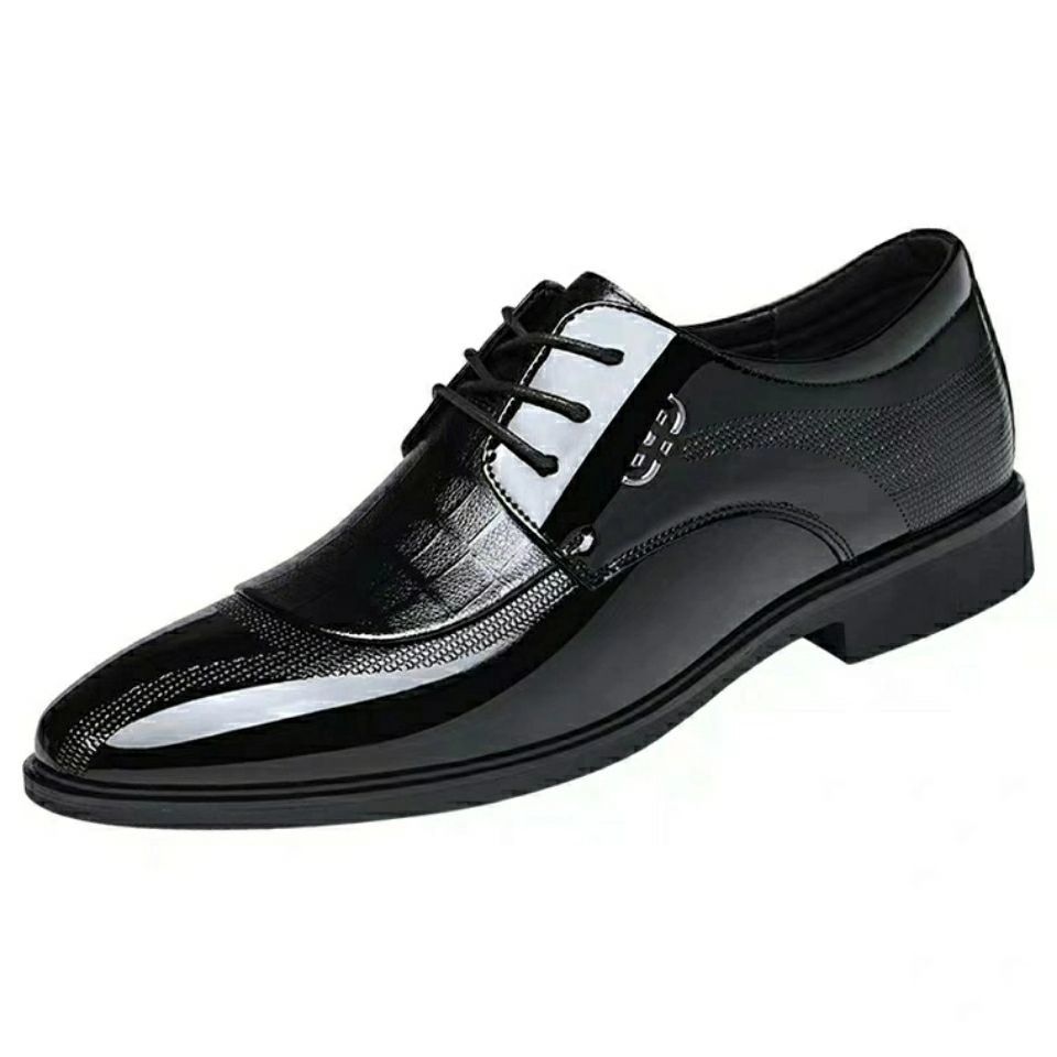 Brown Patent Leather Pointed Toe Social Shoe for Men Bright Upper Black Suit Trend Dress Shoes Man Official New Gentleman