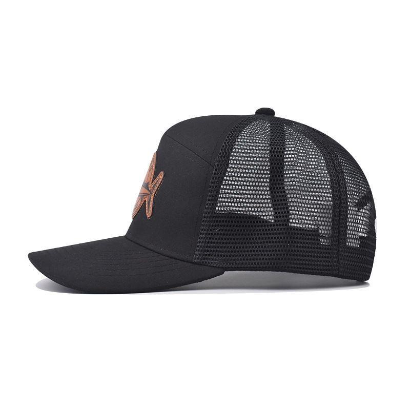 New Unisex Seven-Panel Style Trucker Hat Adjustable Baseball Cap Shark Pattern Patch Fishing Hat