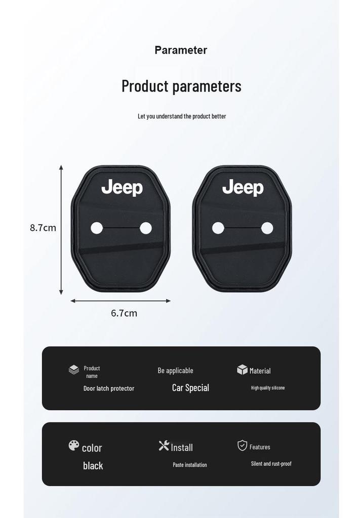 Jeep Renegade, Compass, Commander, Wrangler Door Shock Absorbing Rust-Proof Latch Cover