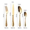 Set de couverts Abay Gold en acier inoxydable 304 à manche sergé