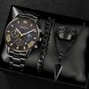 Watch Men's Set Gift Dial with Calendar Steel Belt Men's Watch Business Luminous Watch