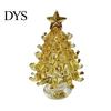 Small Desktop Christmas Tree Glazed Glass Ornament with Star Topper, Colorful for Home Art, Faux Crystal Tabletop Decor Office Art