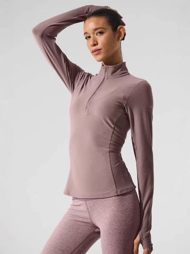 Alo Women's Original Slim-Fit Half-Zip Yoga Base Layer - Long Sleeve Training Top for Autumn/Winter