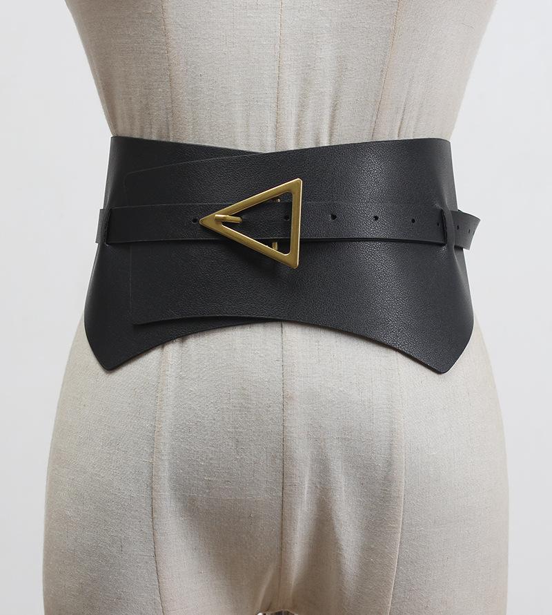 

Belts for Women Jeans Dress Fashion Wide Waist Belt with Triangle Buckle one size чёрный