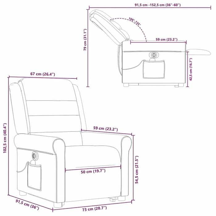 VidaXL Fauteuil inclinable de massage électrique Taupe Tissu 3303351