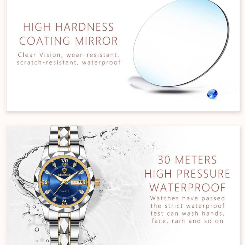 B2521 Top Brand Luxury Fashion Business Womens Quartz Watches 30M Waterproof Week Date Clock Sport Womens Wristwatch