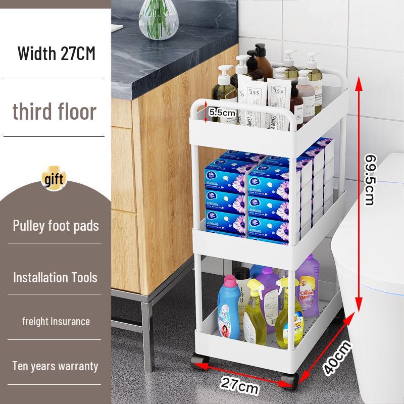 Movable Bathroom Trolley Rack for Layered Gap Storage