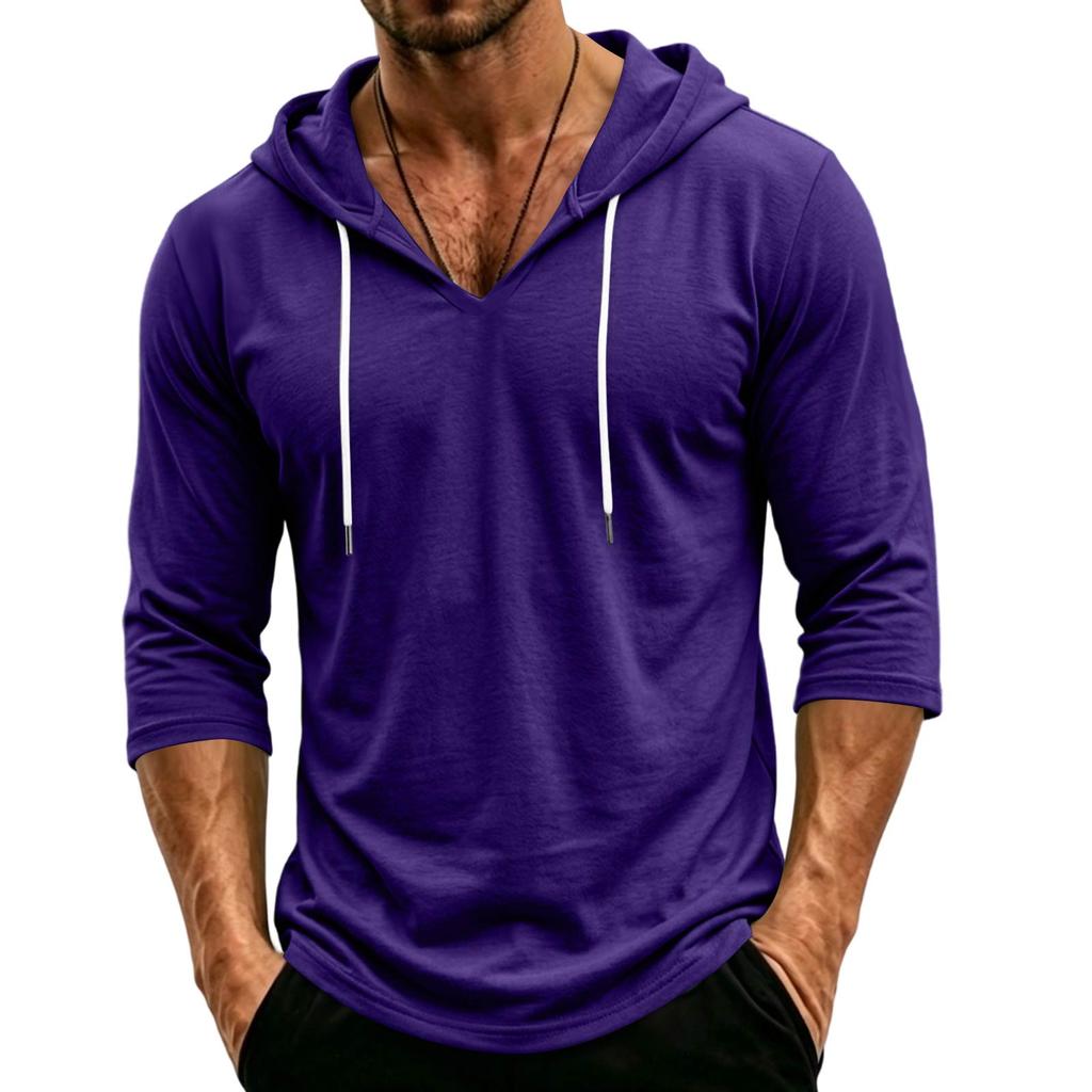 Herren lässiges Kapuzenshirt mit Dreiviertelärm für den Alltag