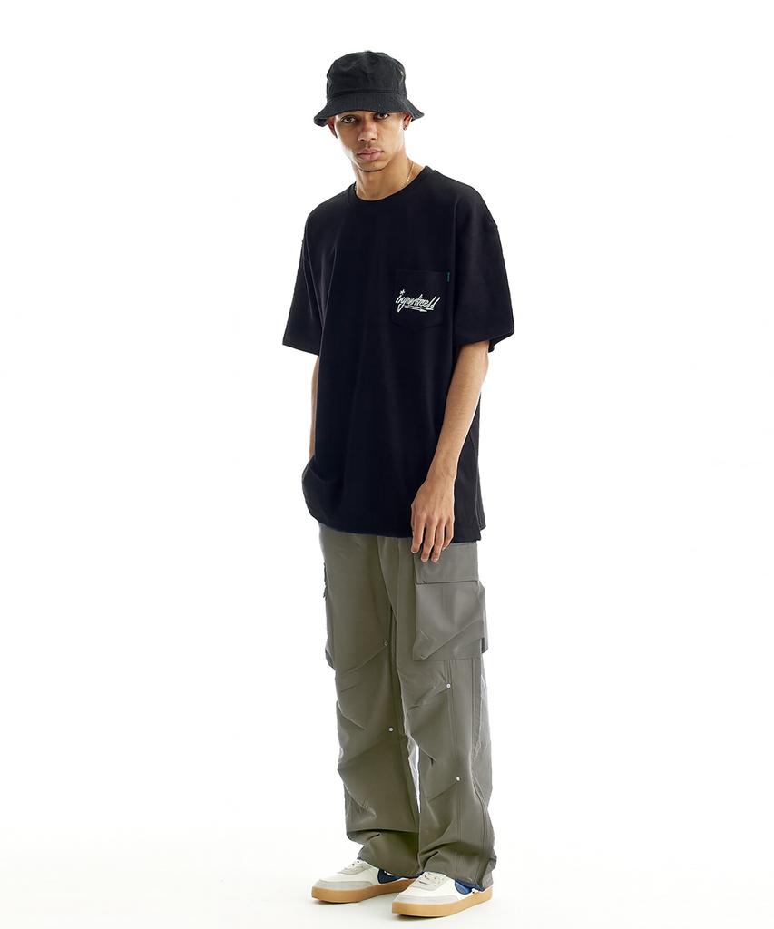 CREAM SODA LAB Wide Parachute Cargo String Four-Way Stretch Rivet Pants