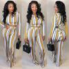 D9116 Women's Clothing Hot-selling European and American Women's Clothing, Long-sleeved Striped Printed Back Strap Set
