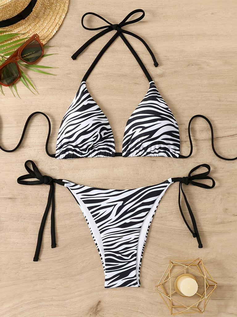 1011 European and American Three-point Split Bikini Swimsuit Sexy Halter Neck Strap Bikini